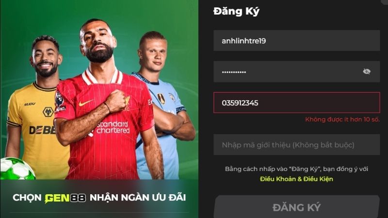 Lưu ý khi đăng ký Gen88