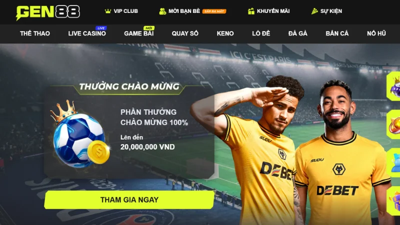 GEN88 là một nhà cái nổi tiếng, đáng tin cậy hàng đầu hiện nay